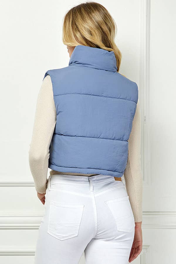 Lightweig Padded Crop Puffer Vest, Sleeveless Puffer Vest