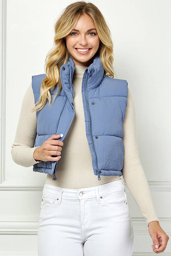 Lightweig Padded Crop Puffer Vest, Sleeveless Puffer Vest