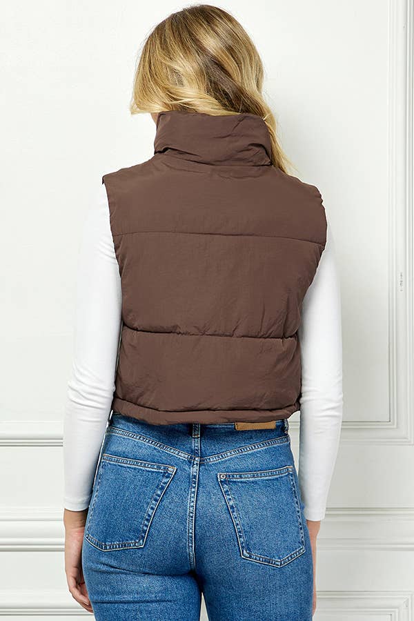 Lightweig Padded Crop Puffer Vest, Sleeveless Puffer Vest