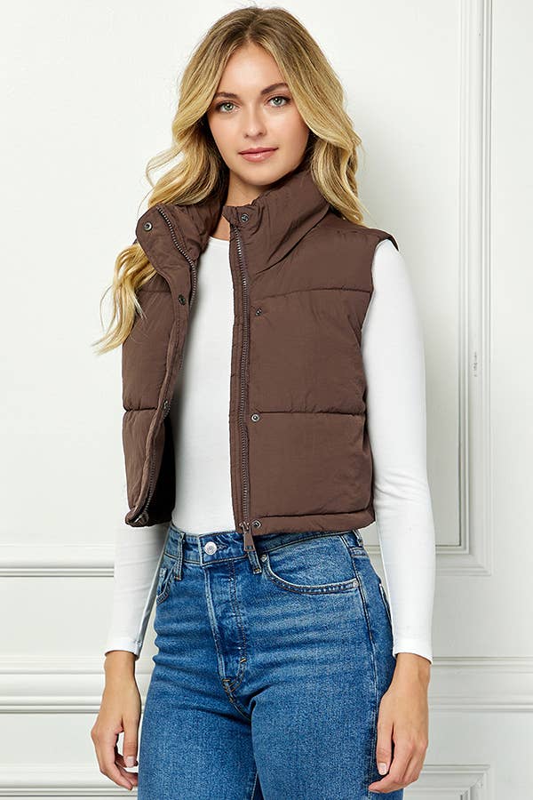 Lightweig Padded Crop Puffer Vest, Sleeveless Puffer Vest