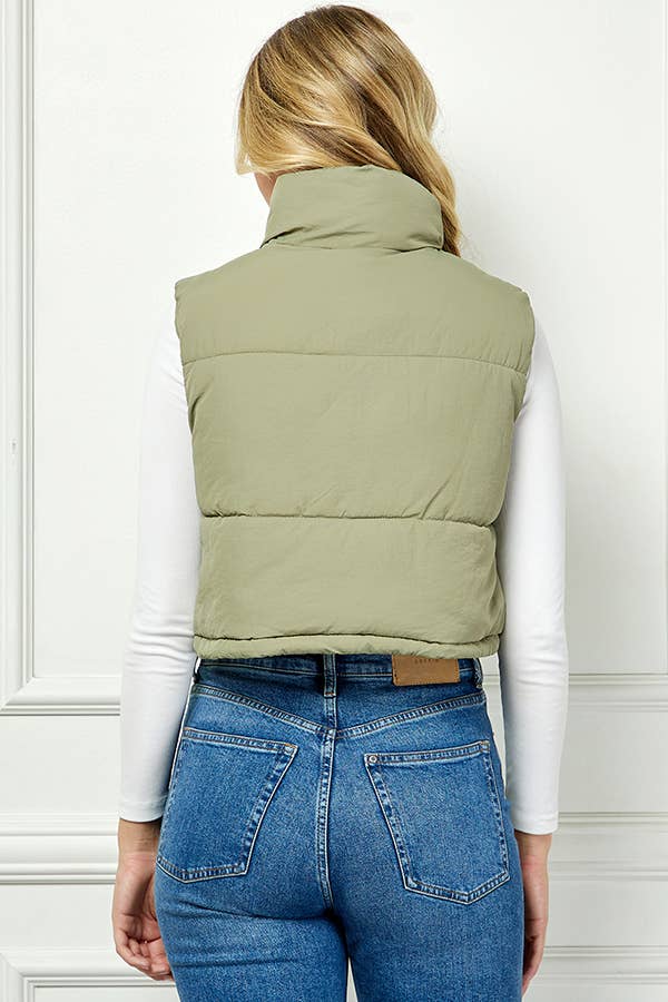 Lightweig Padded Crop Puffer Vest, Sleeveless Puffer Vest