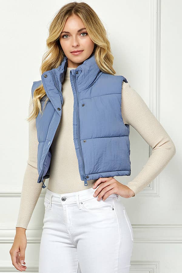 Lightweig Padded Crop Puffer Vest, Sleeveless Puffer Vest